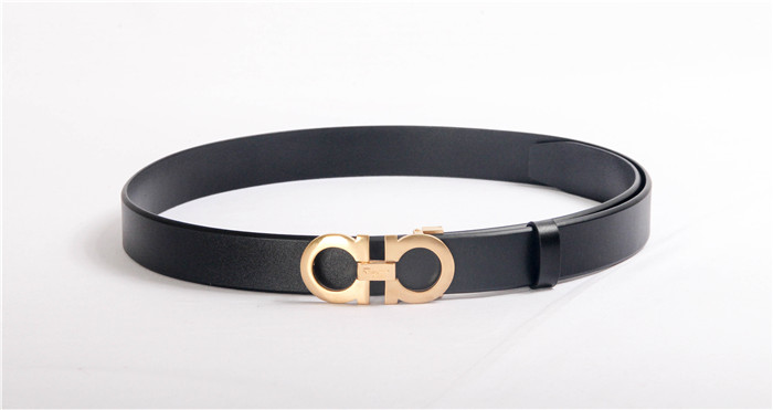 Ferragamo Black Leather Gold Buckle - DesignerGu