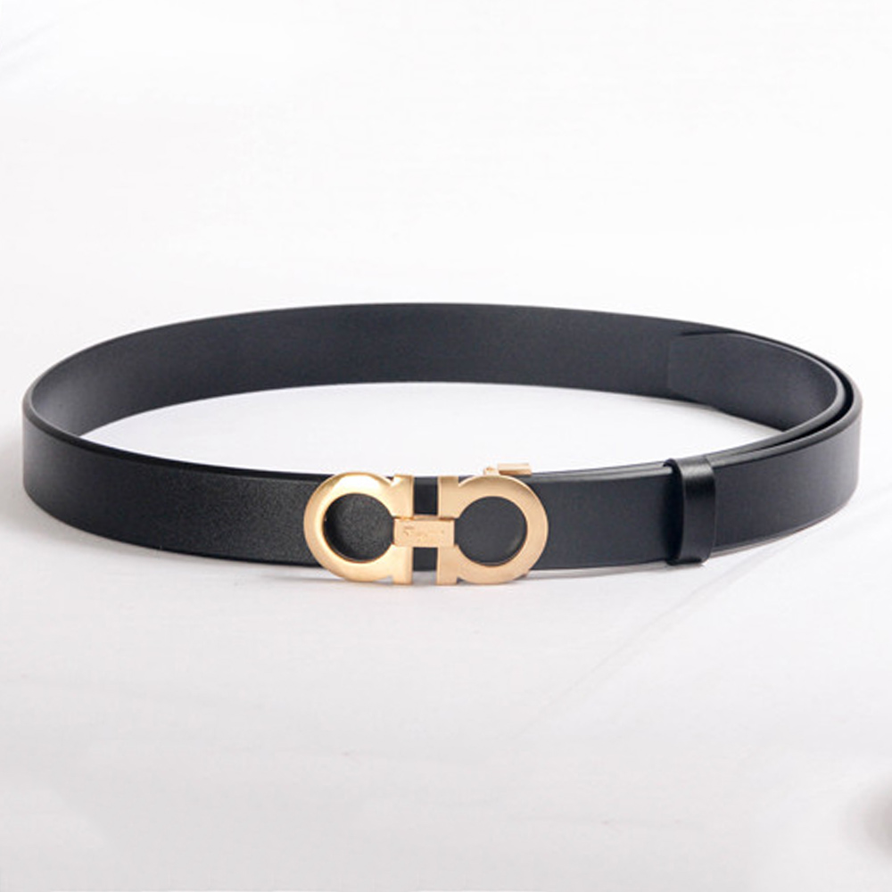 Ferragamo Black Leather Gold Buckle - DesignerGu