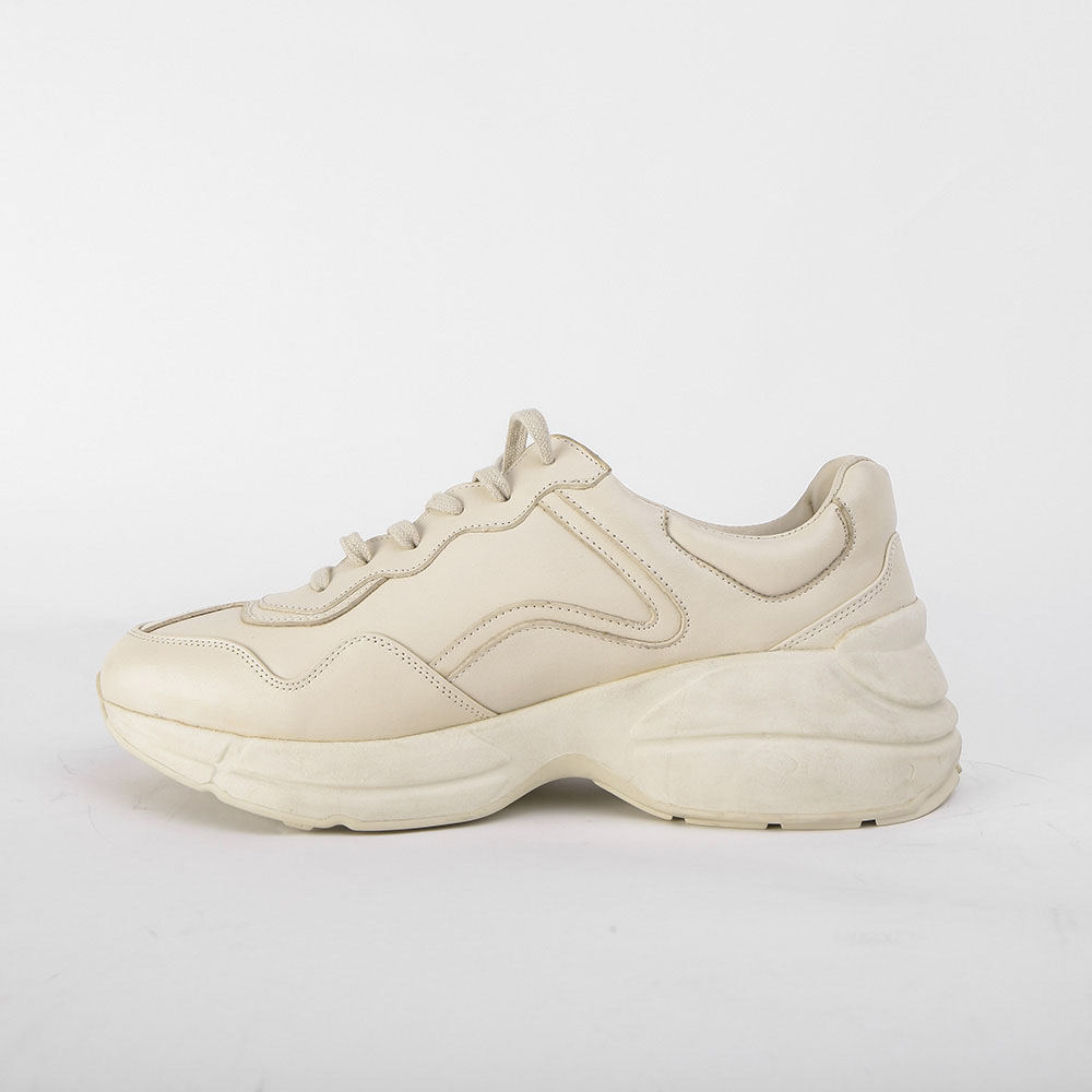 Gucci Rhyton  Logo Ivory Leather Sneaker - DesignerGu