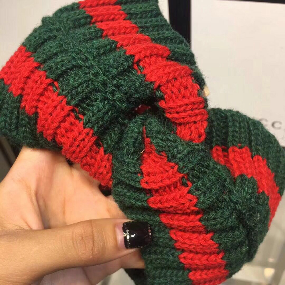 Gucci Green And Red Wool Web Headband  - DesignerGu