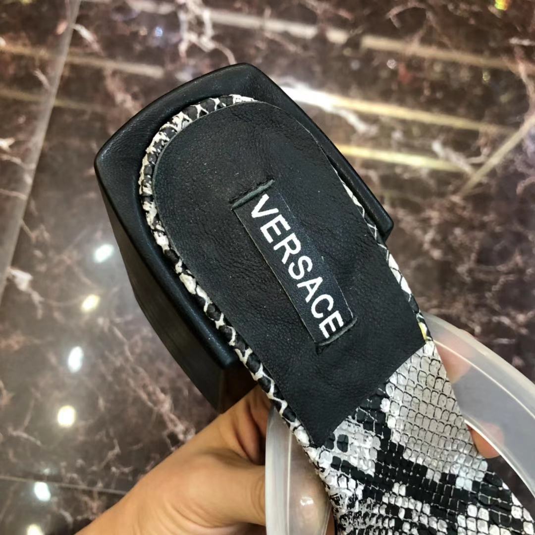 Versace 90S Vintage Logo Mid Heel Sandals (White) - DesignerGu