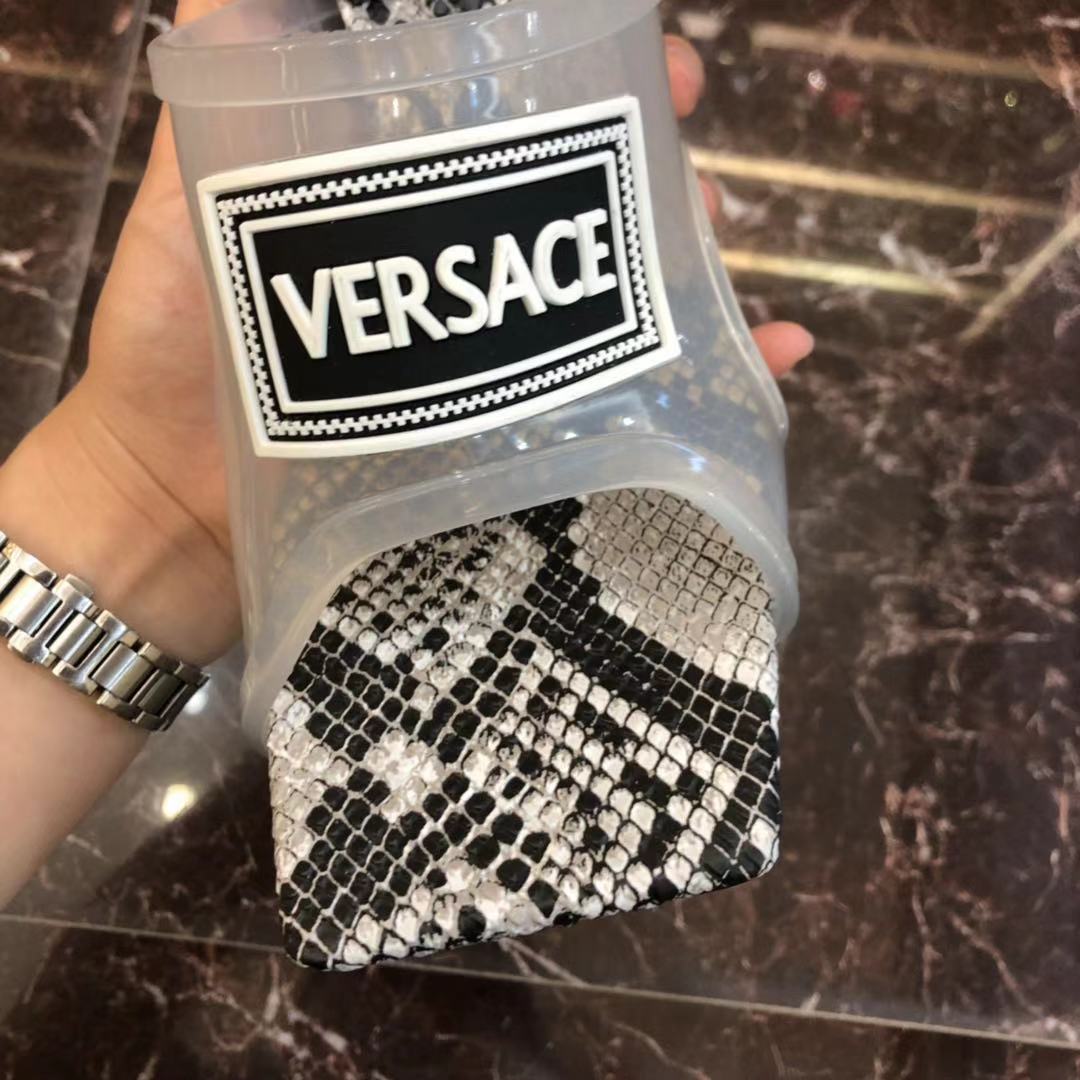 Versace 90S Vintage Logo Mid Heel Sandals (White) - DesignerGu