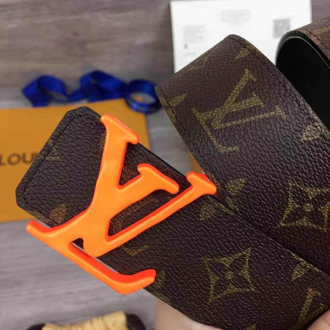 Louis Vuitton Shape Monogram Belt With Orange Buckle - DesignerGu