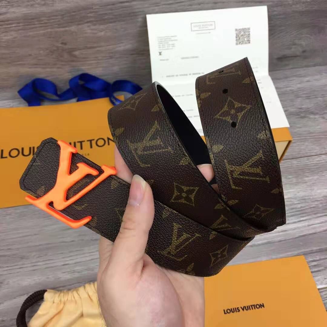 Louis Vuitton Shape Monogram Belt With Orange Buckle - DesignerGu