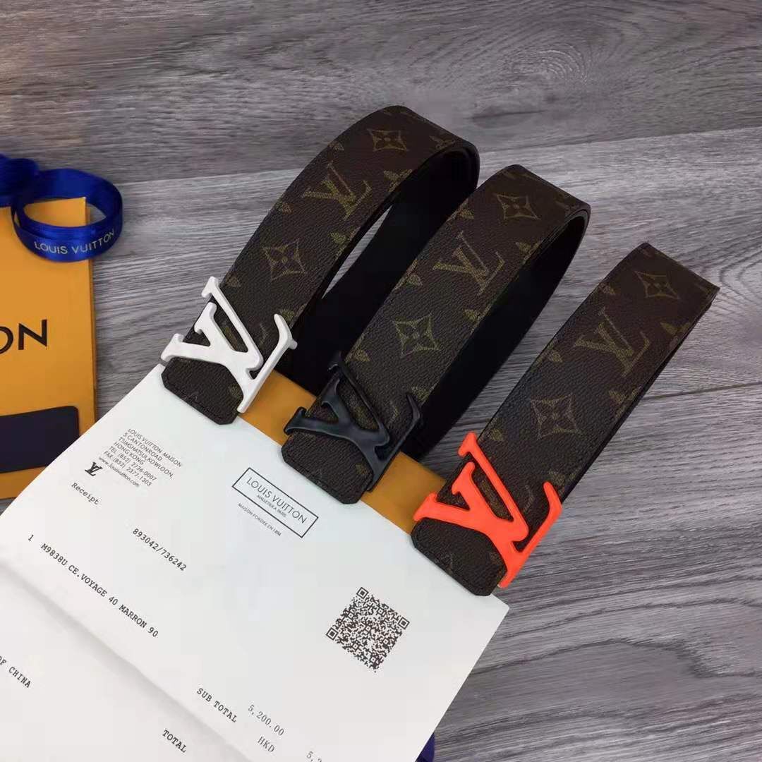 Louis Vuitton Shape Monogram Belt With Orange Buckle - DesignerGu