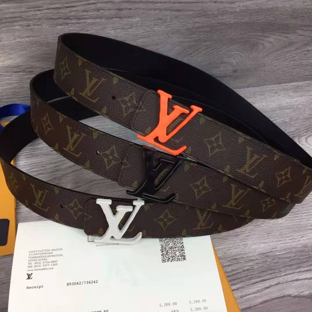 Louis Vuitton Shape Monogram Belt With Orange Buckle - DesignerGu