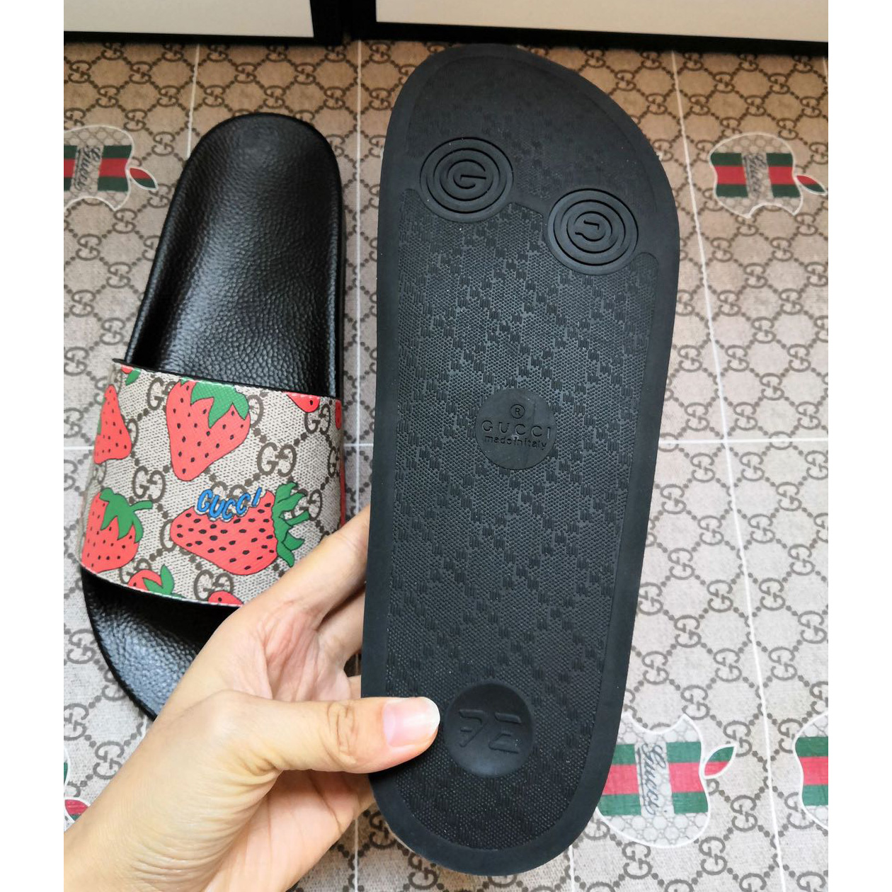 Gucci GG Gucci Strawberry Slide Sandal - DesignerGu