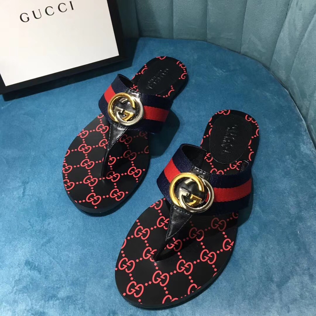 Gucci Women's GG Web Thong Sandals - DesignerGu