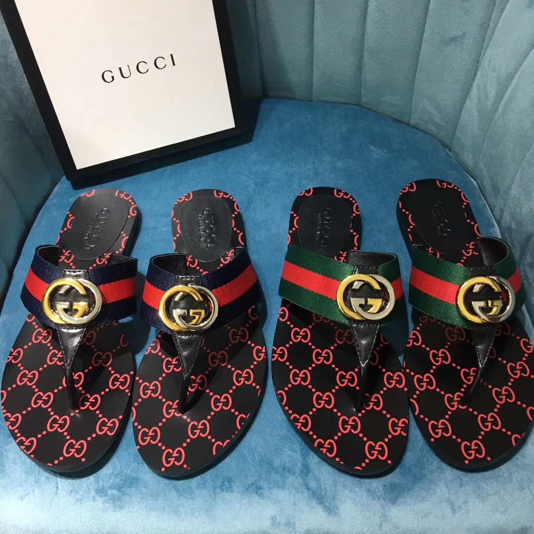 Gucci Women's GG Web Thong Sandals - DesignerGu