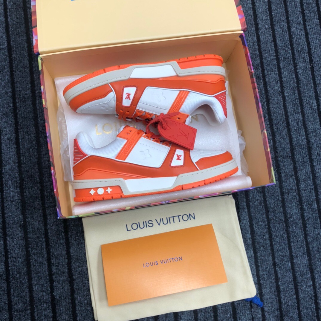 Louis Vuitton Trainer Sneaker In Orange - DesignerGu