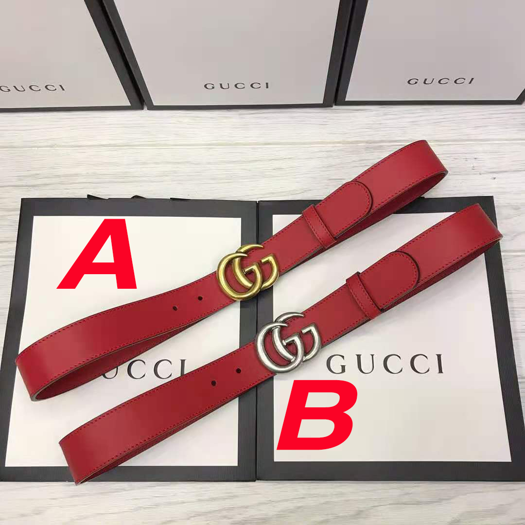 Gucci Red Leather Belt With Double G Buckle - DesignerGu