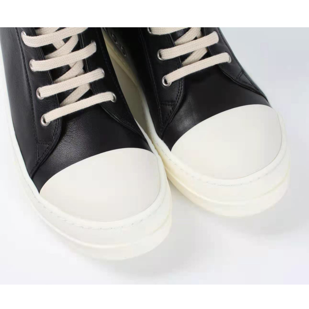 Rick Owens Black Leather High Top Sneakers - DesignerGu