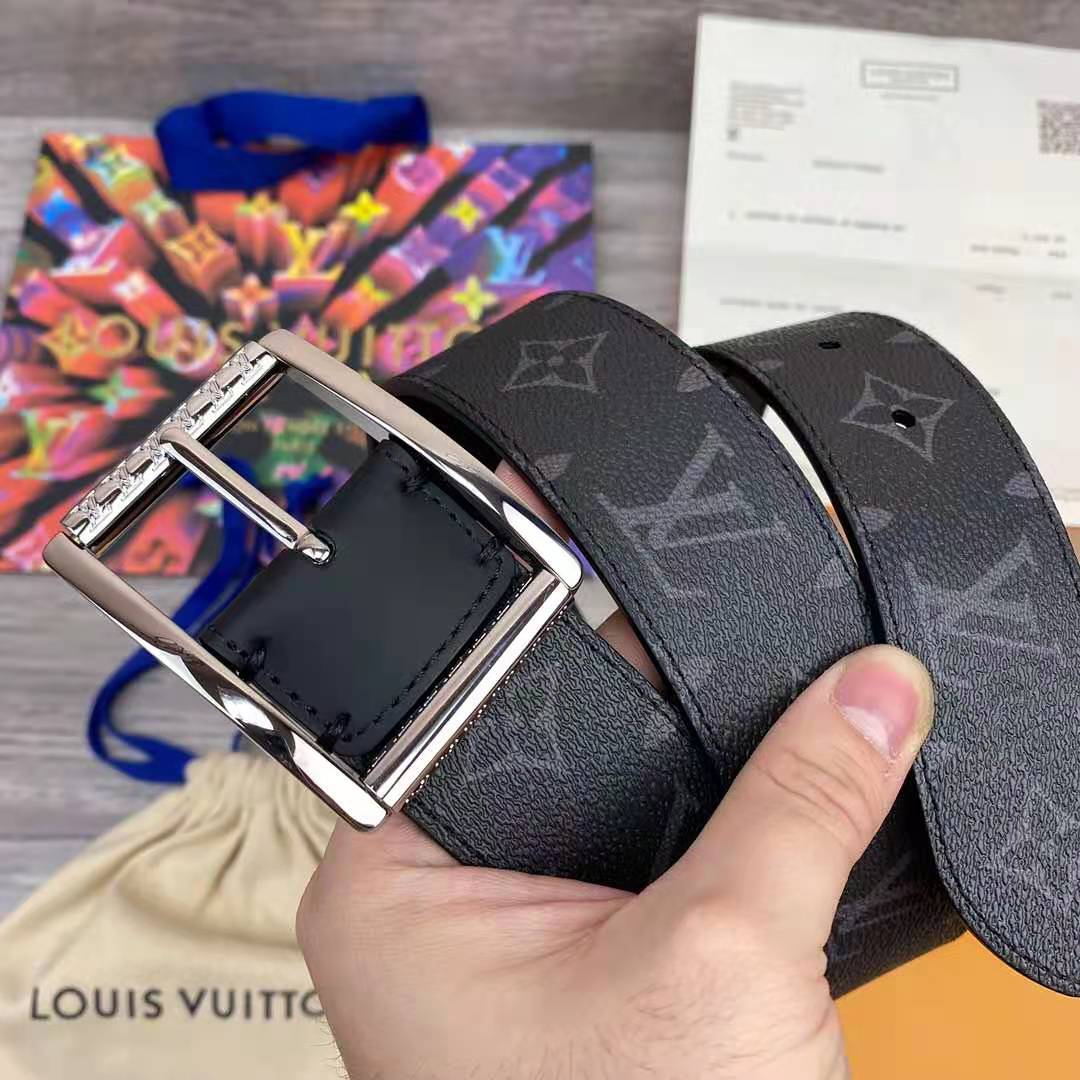 Louis Vuitton Monogram Belt with Silver Buckle - DesignerGu