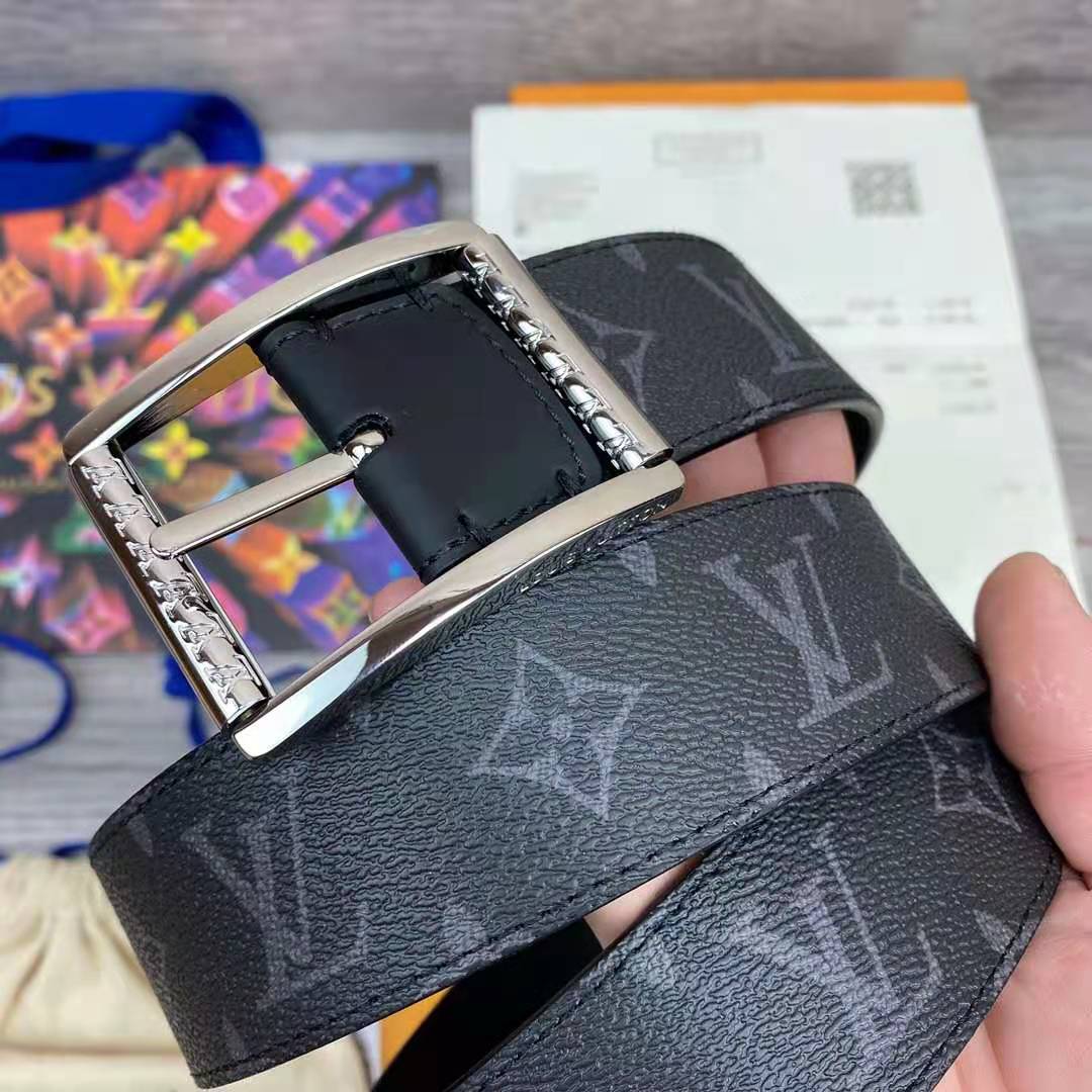 Louis Vuitton Monogram Belt with Silver Buckle - DesignerGu