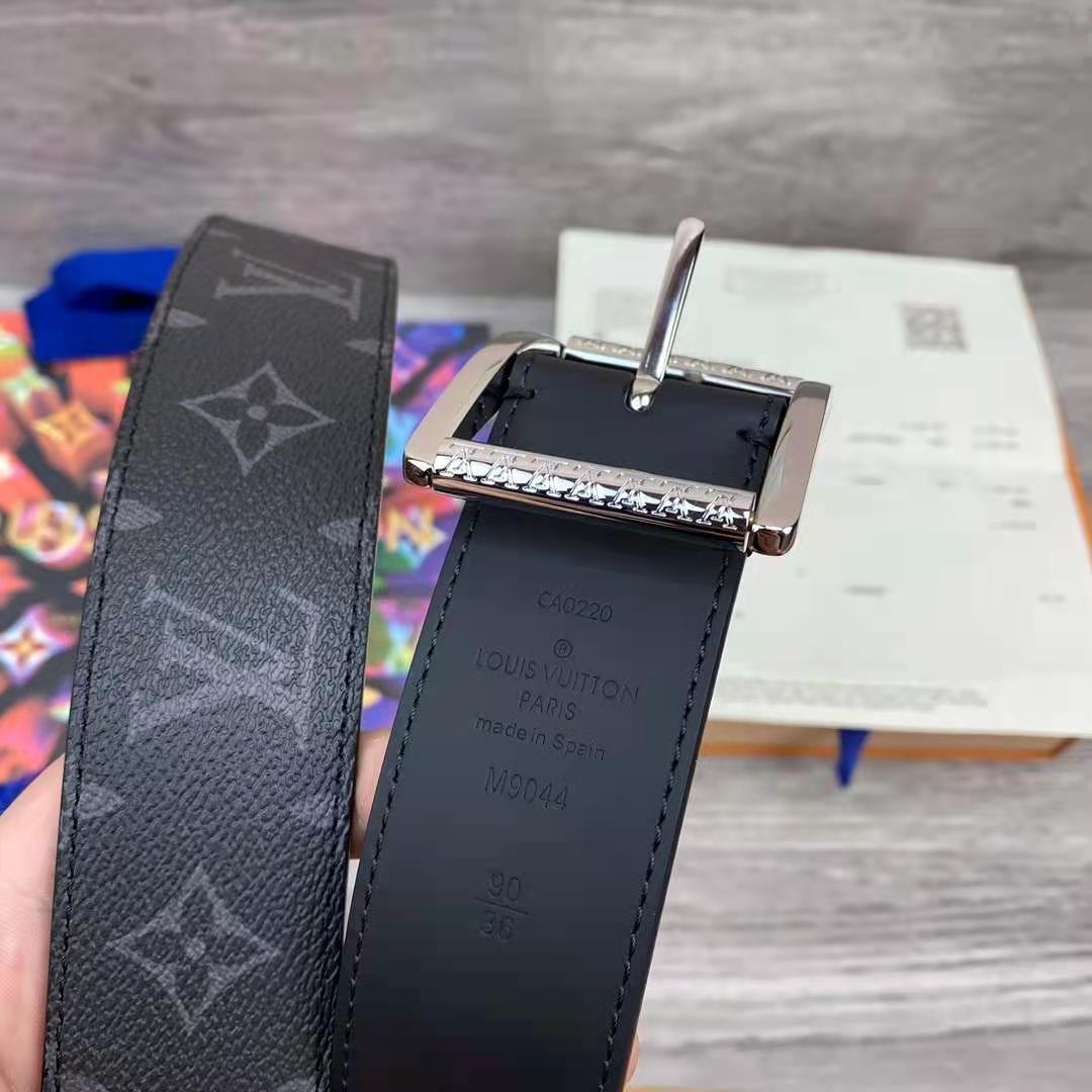 Louis Vuitton Monogram Belt with Silver Buckle - DesignerGu