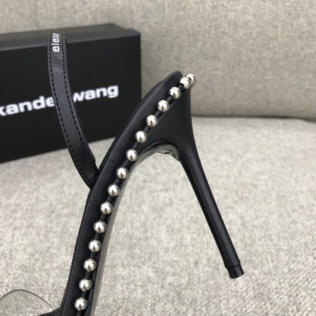 Alexander Wang Nova Satin Crystal Sandal In Black - DesignerGu