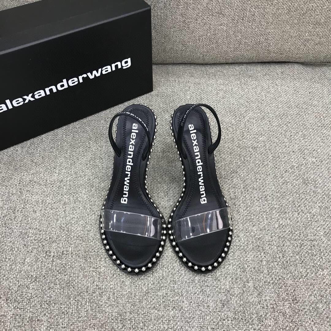 Alexander Wang Nova Satin Crystal Sandal In Black - DesignerGu