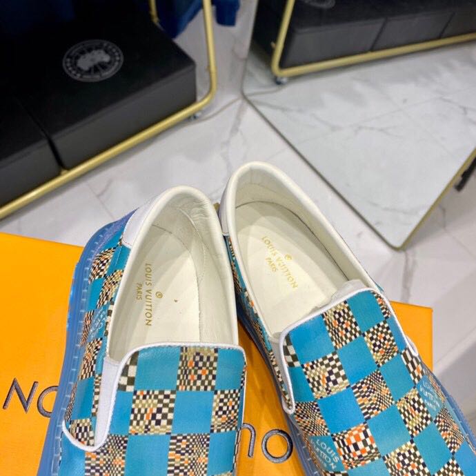 Louis Vuitton  Blue Damier Loafers - DesignerGu