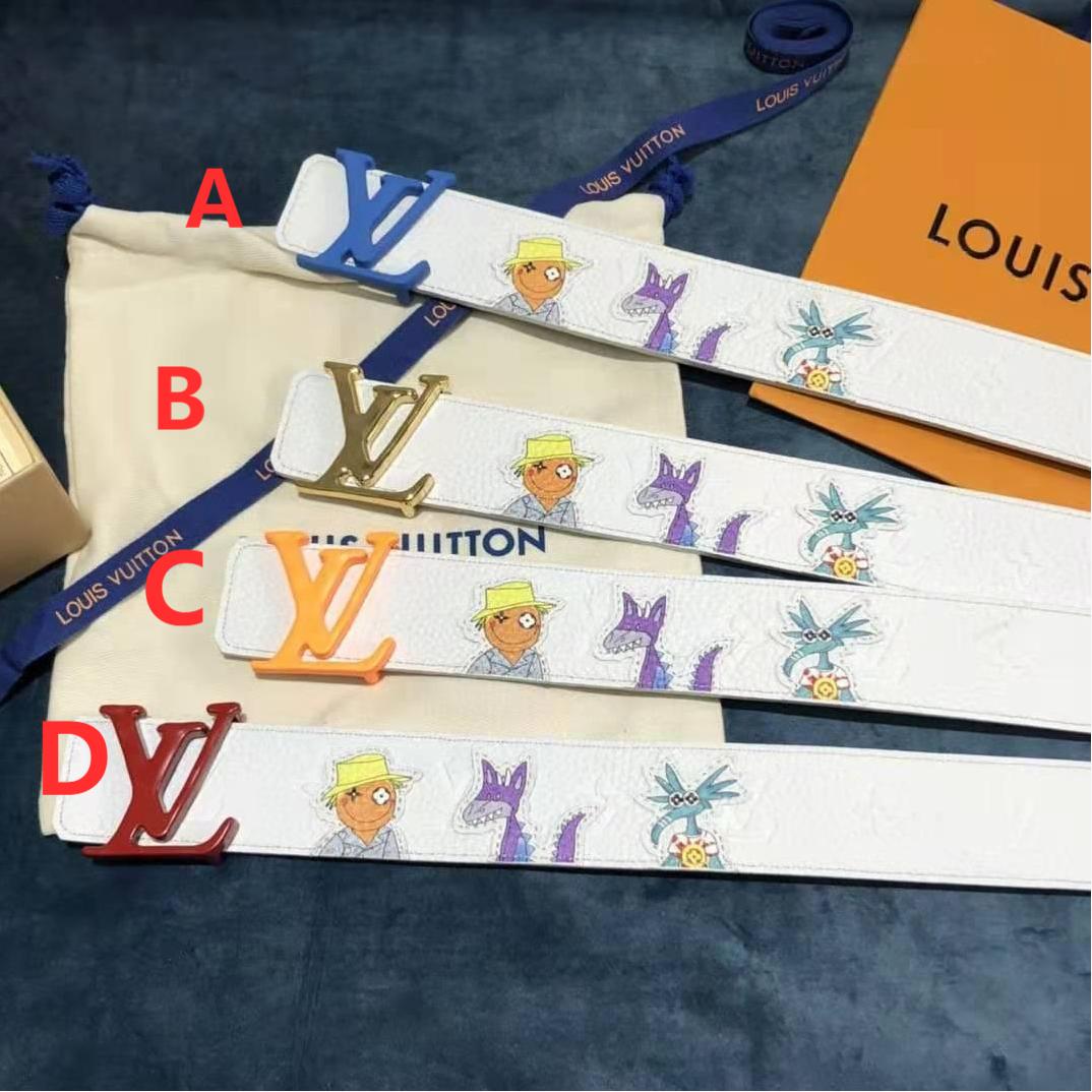 Louis Vuitton Carton White Belt 40MM - DesignerGu