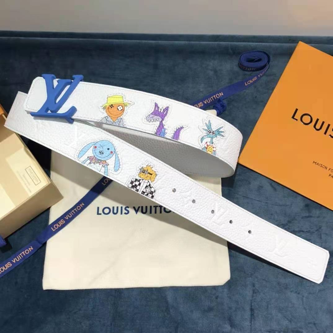 Louis Vuitton Carton White Belt 40MM - DesignerGu