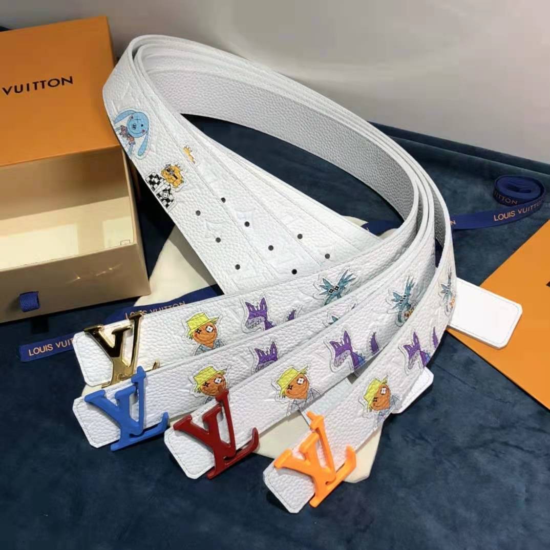 Louis Vuitton Carton White Belt 40MM - DesignerGu