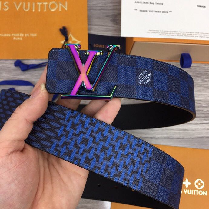 Louis Vuitton Damier 40MM Reversible Belt In Blue - DesignerGu