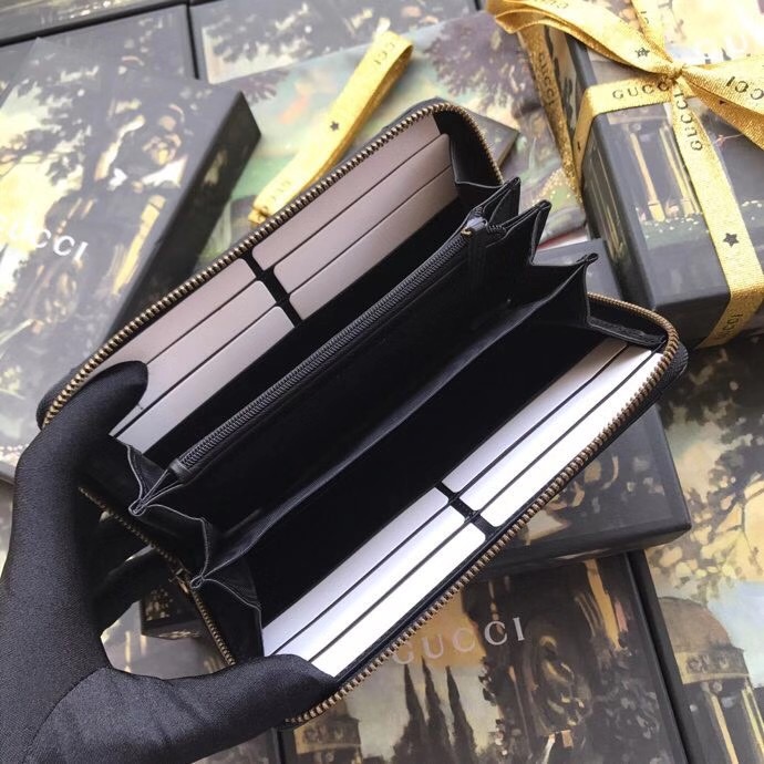 Gucci Black Leather Wallet With Interlocking G - DesignerGu