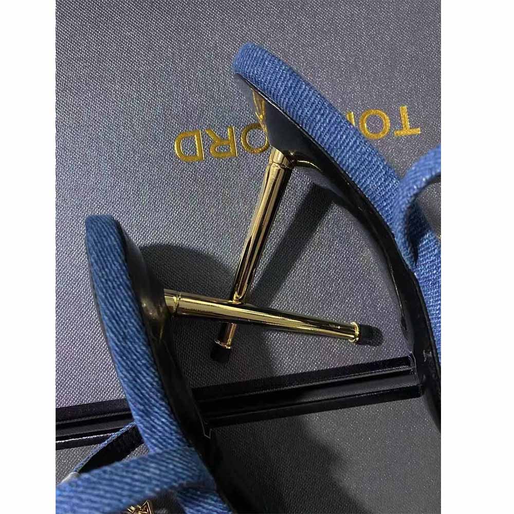 Tom Ford 10cm Denim Lock&Key Stiletto Sandals - DesignerGu