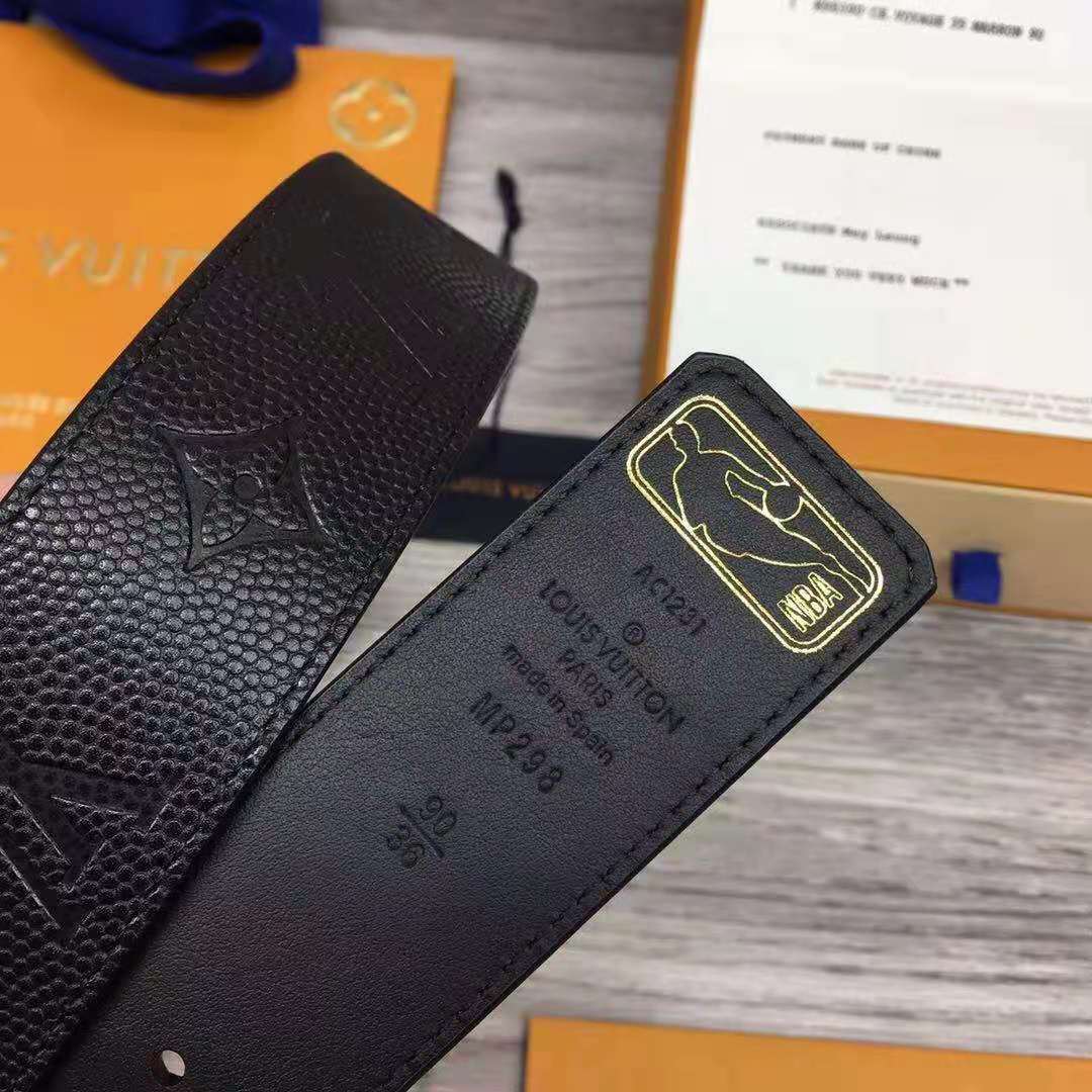 Louis Vuitton LV x NBA LV Initiales Reversible Belt 40 MM Monogram Black in Leather with Gold-tone - DesignerGu