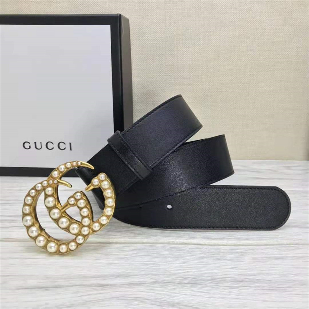 Gucci GG Pearl Black Belt  - DesignerGu