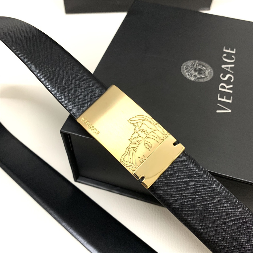 Versace 35MM Black Leather Belt (Men) - DesignerGu