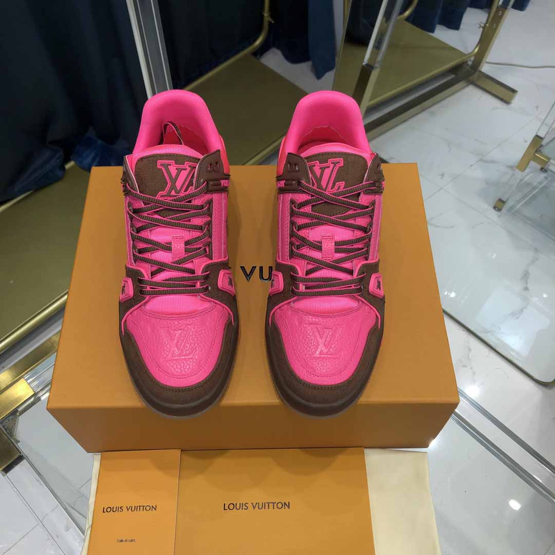 Louis Vuitton Trainer Sneaker Pink - DesignerGu