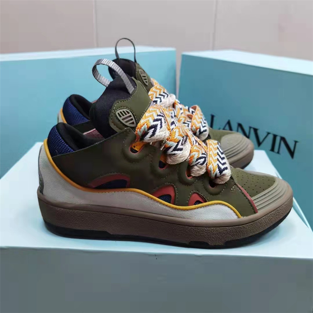 Lanvin Curb Sneaker In Olive Green - DesignerGu