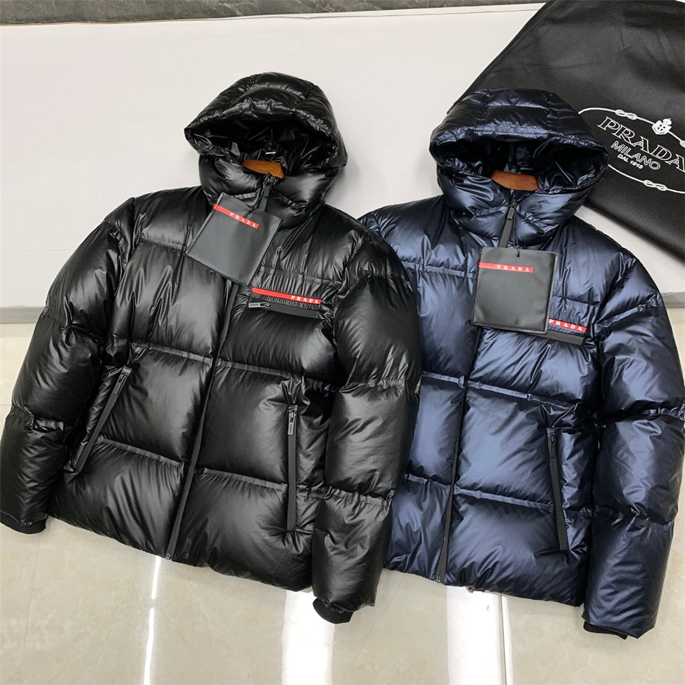 Prada Logo Print Zipper Down Jacket(Inseparable Hat) - DesignerGu