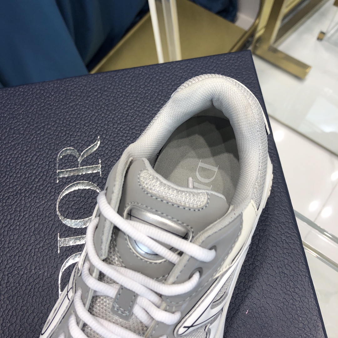 Dior B30 Sneaker Gray Mesh And White Technical Fabric - DesignerGu