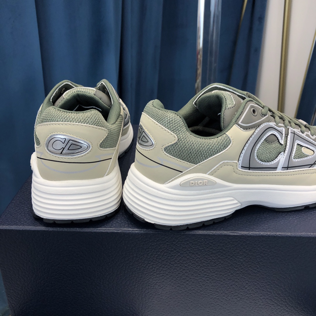 Dior B30 Sneaker Olive Mesh And Cream Technical Fabric - DesignerGu