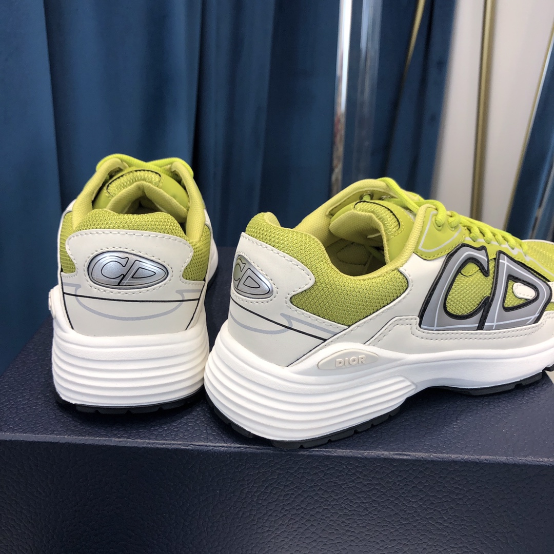 Dior B30 Sneaker Yellow Mesh And White Technical Fabric - DesignerGu