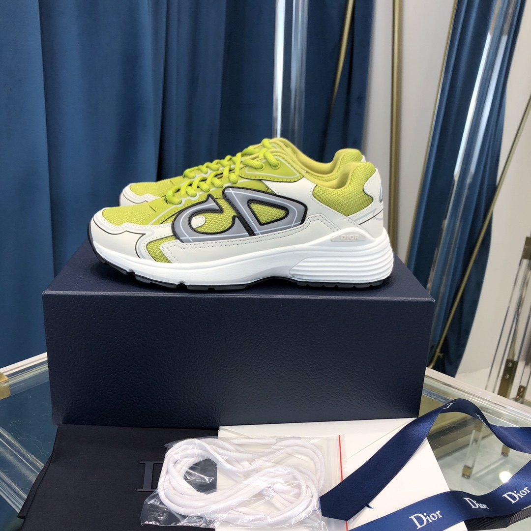 Dior B30 Sneaker Yellow Mesh And White Technical Fabric - DesignerGu