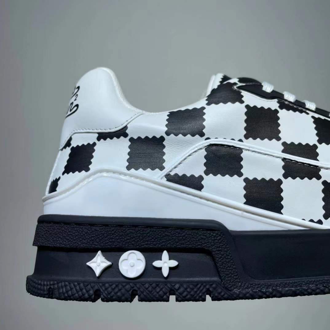 Louis Vuitton Trainer Sneaker Black White Damier - DesignerGu