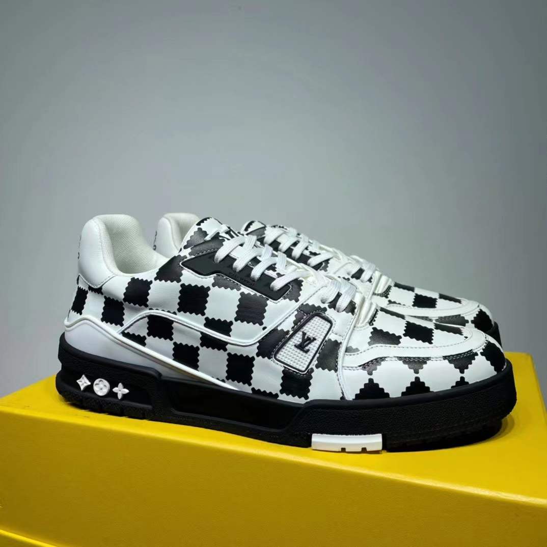 Louis Vuitton Trainer Sneaker Black White Damier - DesignerGu