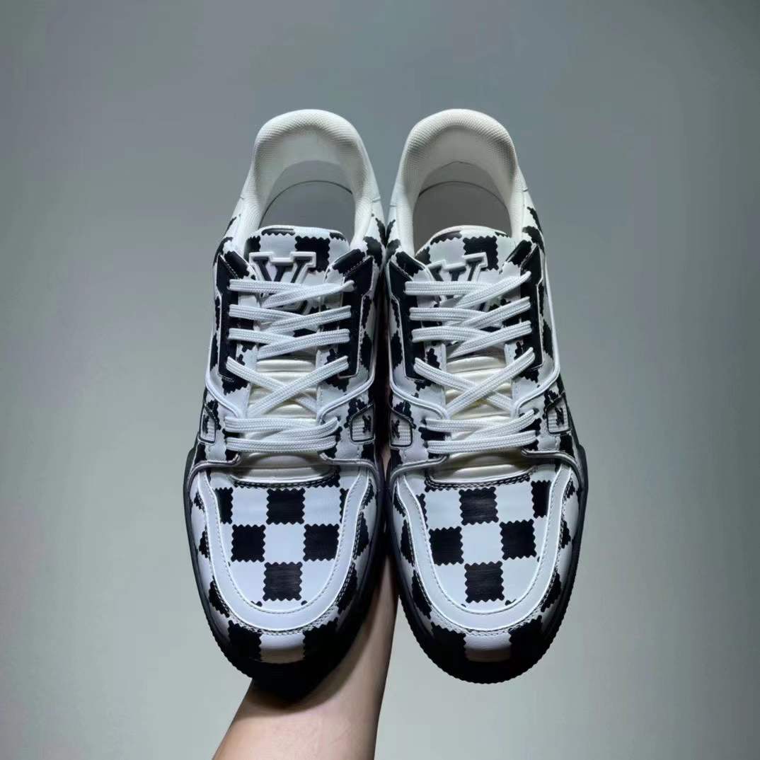 Louis Vuitton Trainer Sneaker Black White Damier - DesignerGu