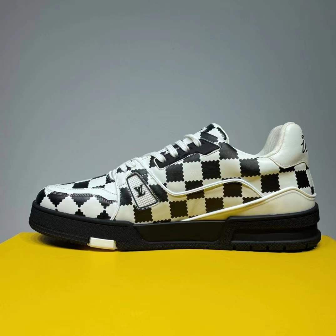 Louis Vuitton Trainer Sneaker Black White Damier - DesignerGu