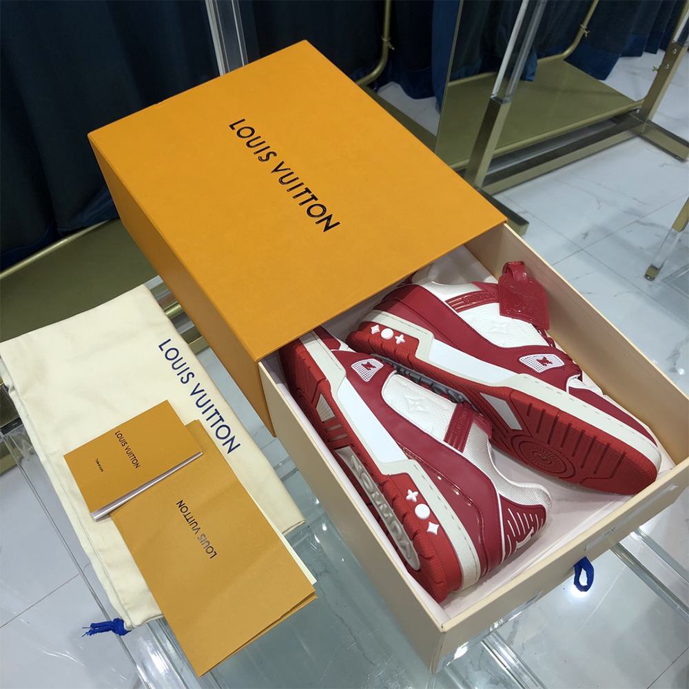 Louis Vuitton Trainer Sneaker In Red(Upon UK Size) - DesignerGu