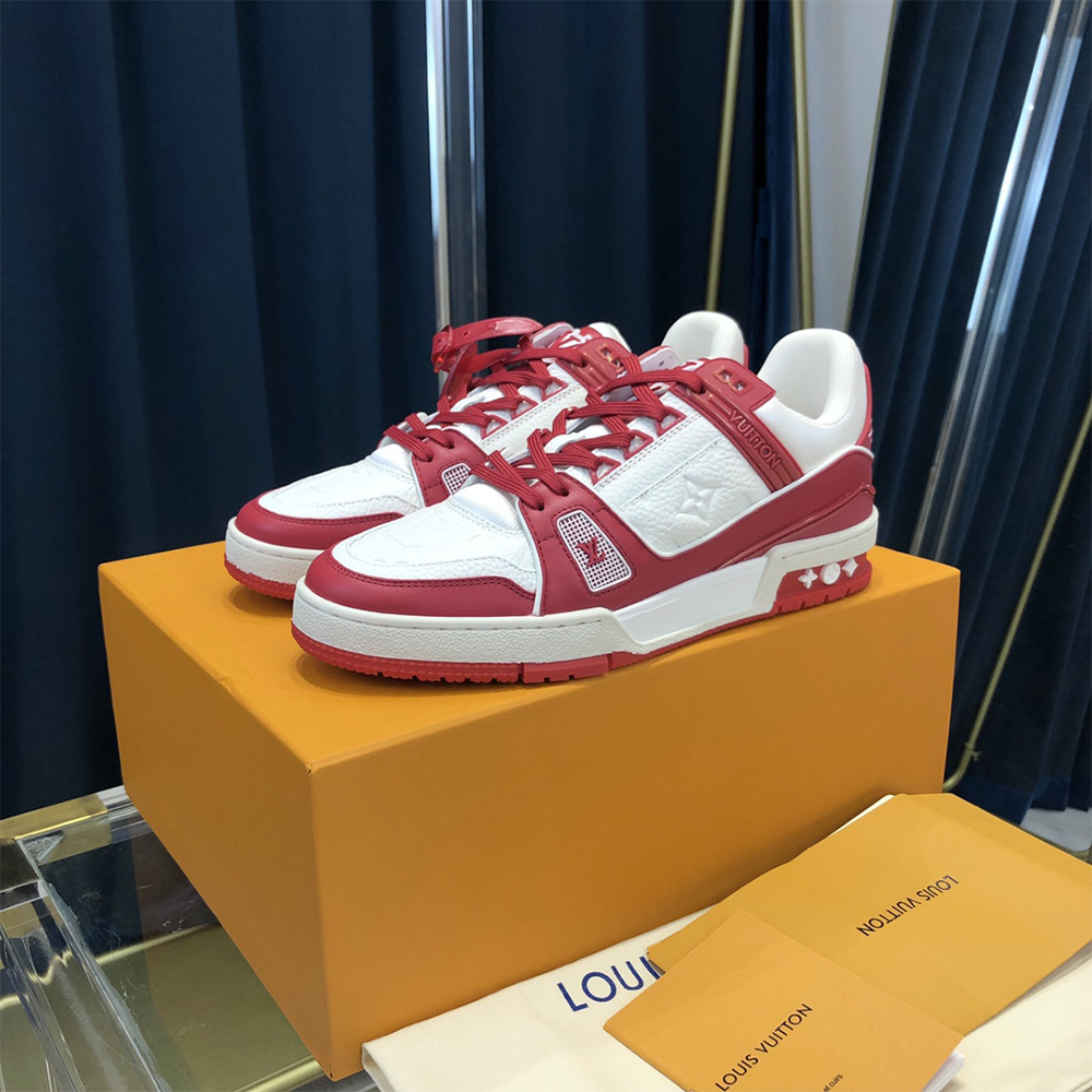 Louis Vuitton Trainer Sneaker In Red(Upon UK Size) - DesignerGu