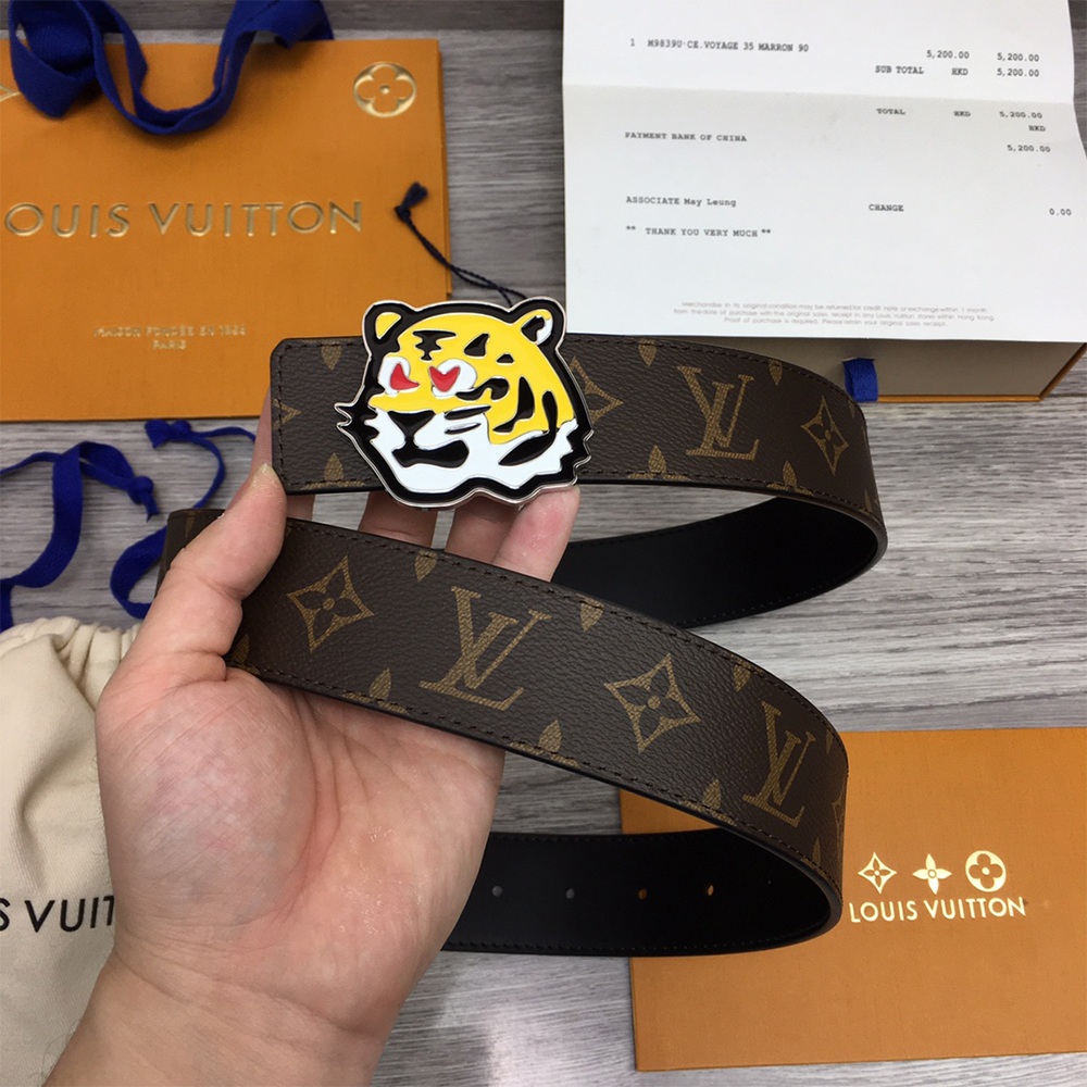 Louis Vuitton Tiger 40MM Belt Brown - DesignerGu