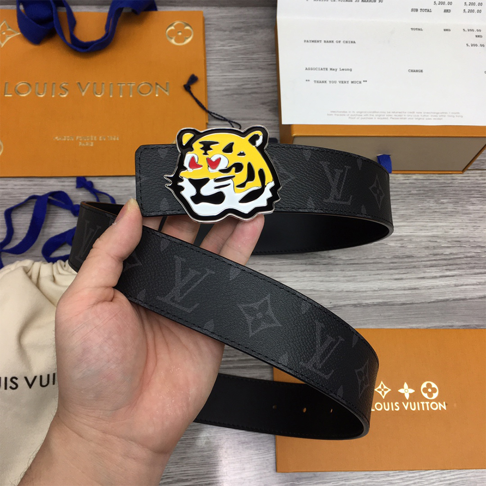 Louis Vuitton Tiger 40MM Belt Black - DesignerGu