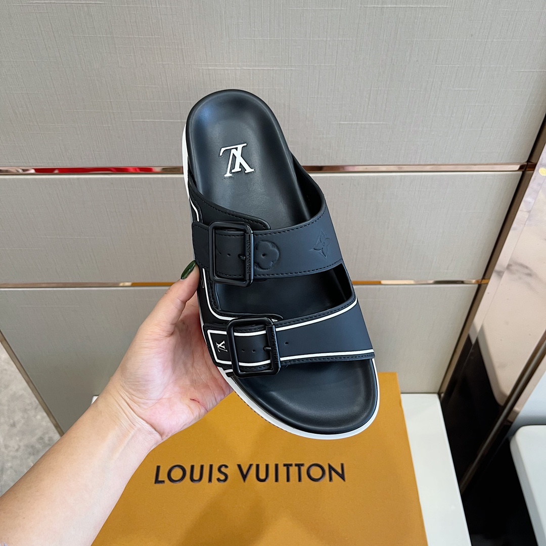 Louis Vuitton Trainer Mule In Black & Grey - DesignerGu