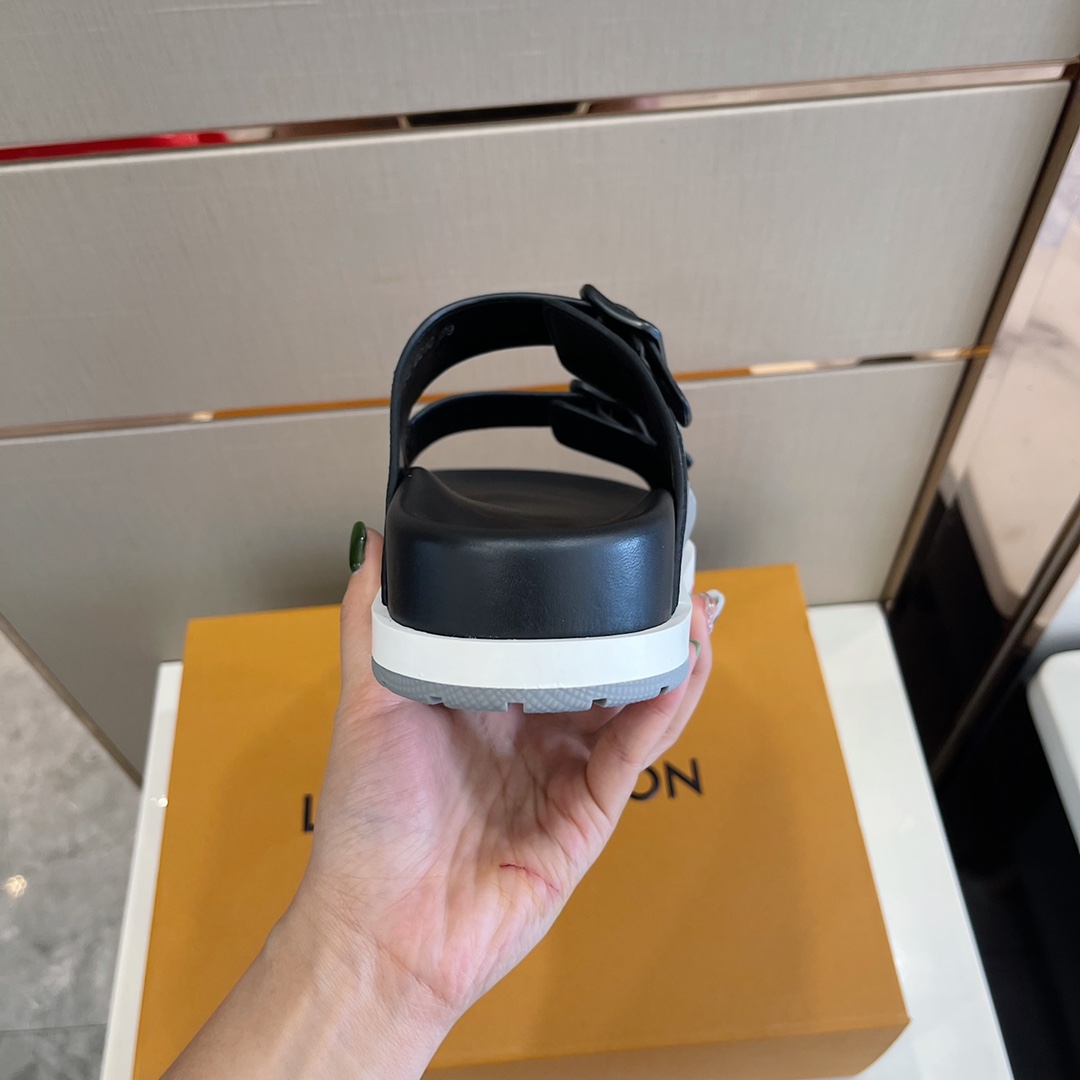 Louis Vuitton Trainer Mule In Black & Grey - DesignerGu