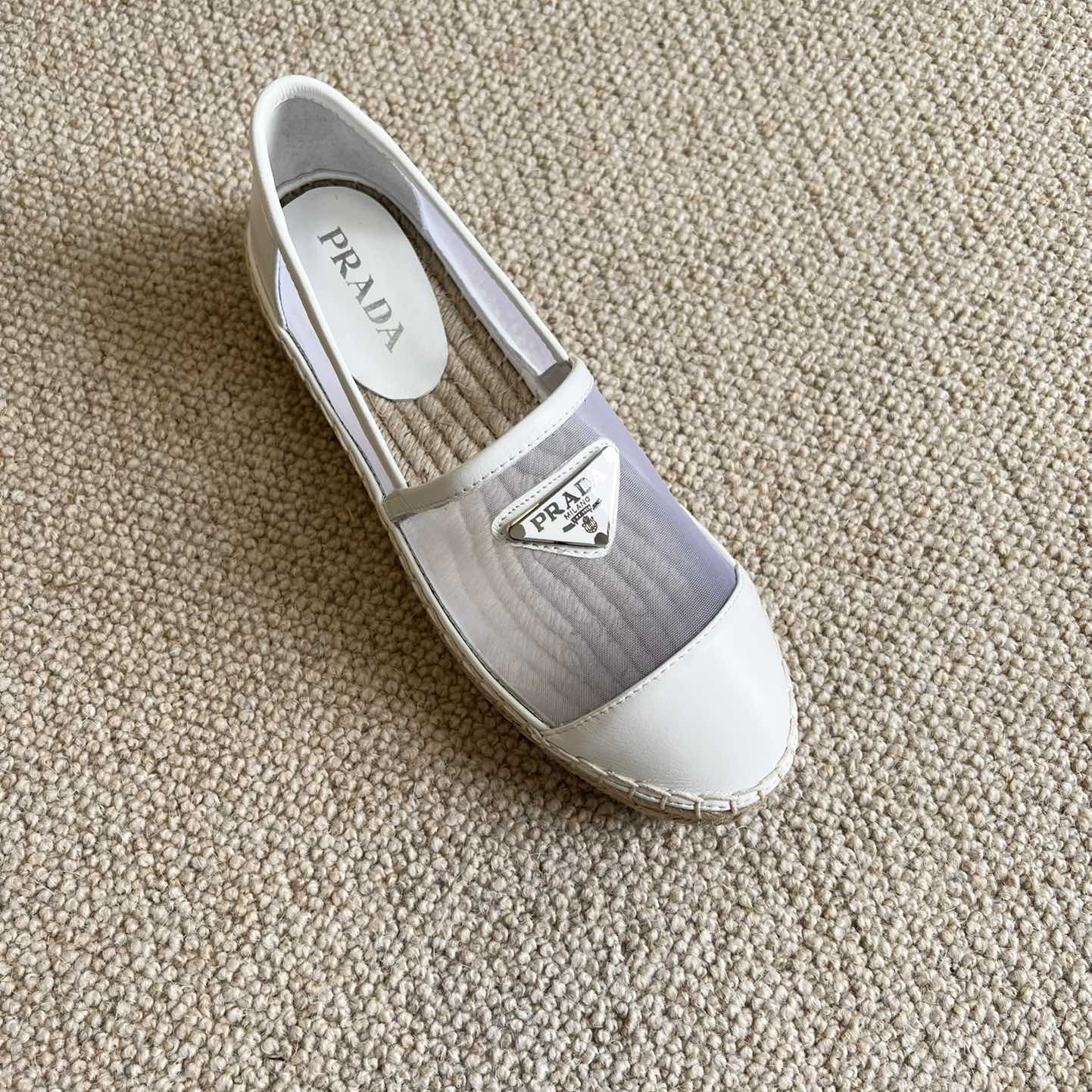 Prada  Logo  Woman White Loafers - DesignerGu