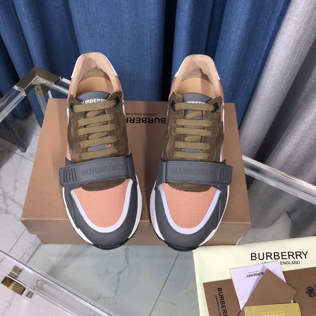 Burberry Check Cotton Canvas And Leather Sneakers - DesignerGu